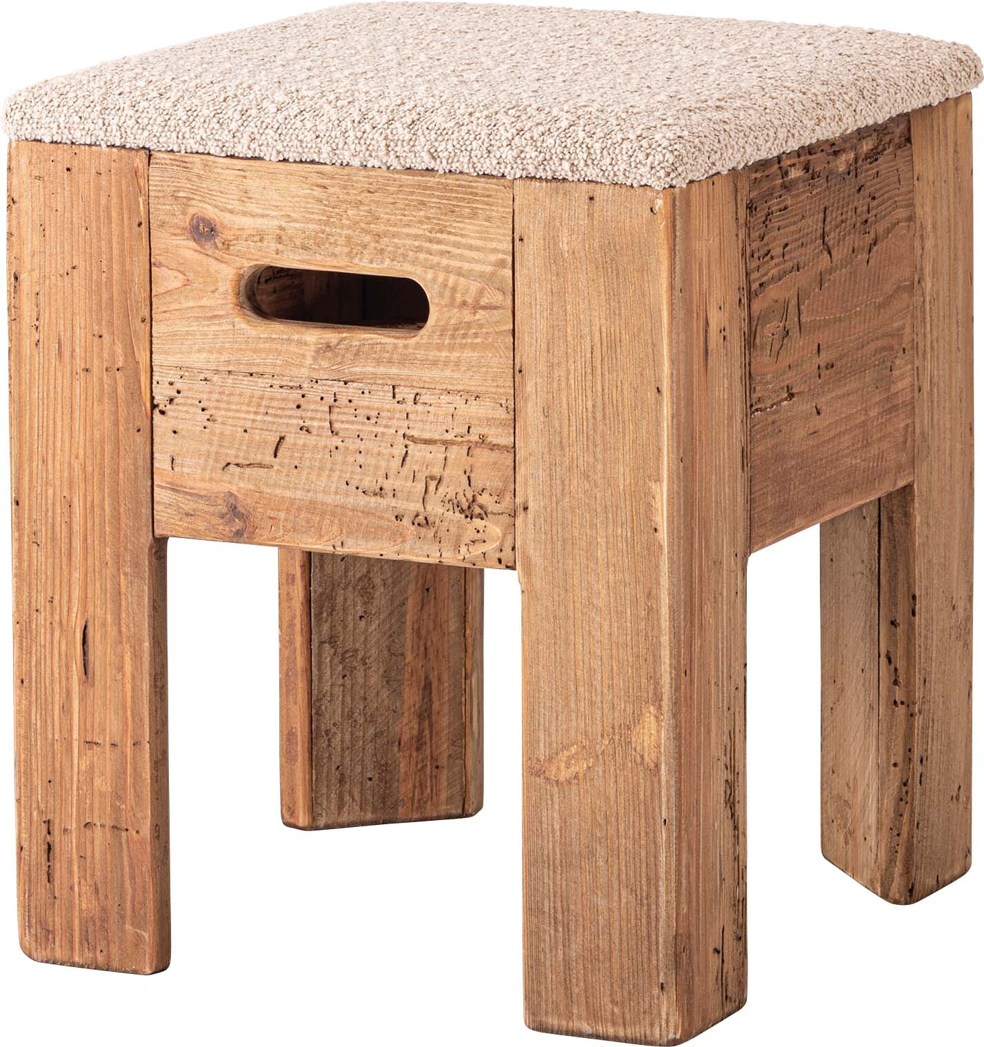 【2点セット】スツール チェア チェアー 木製スツール 木製 古材 アンティーク スタッキング オットマン - 画像 (4)