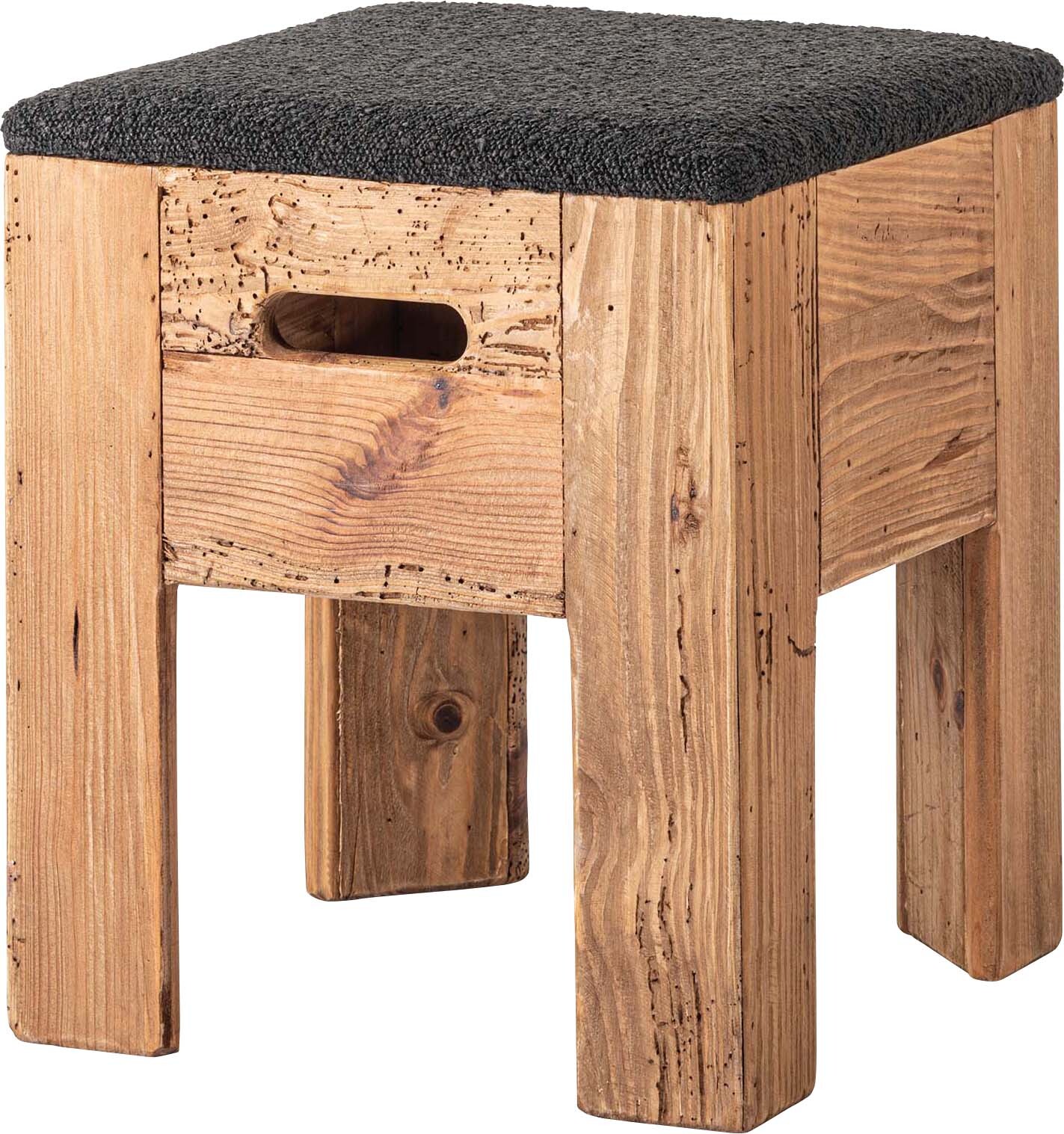 【2点セット】スツール チェア チェアー 木製スツール 木製 古材 アンティーク スタッキング オットマン - 画像 (6)