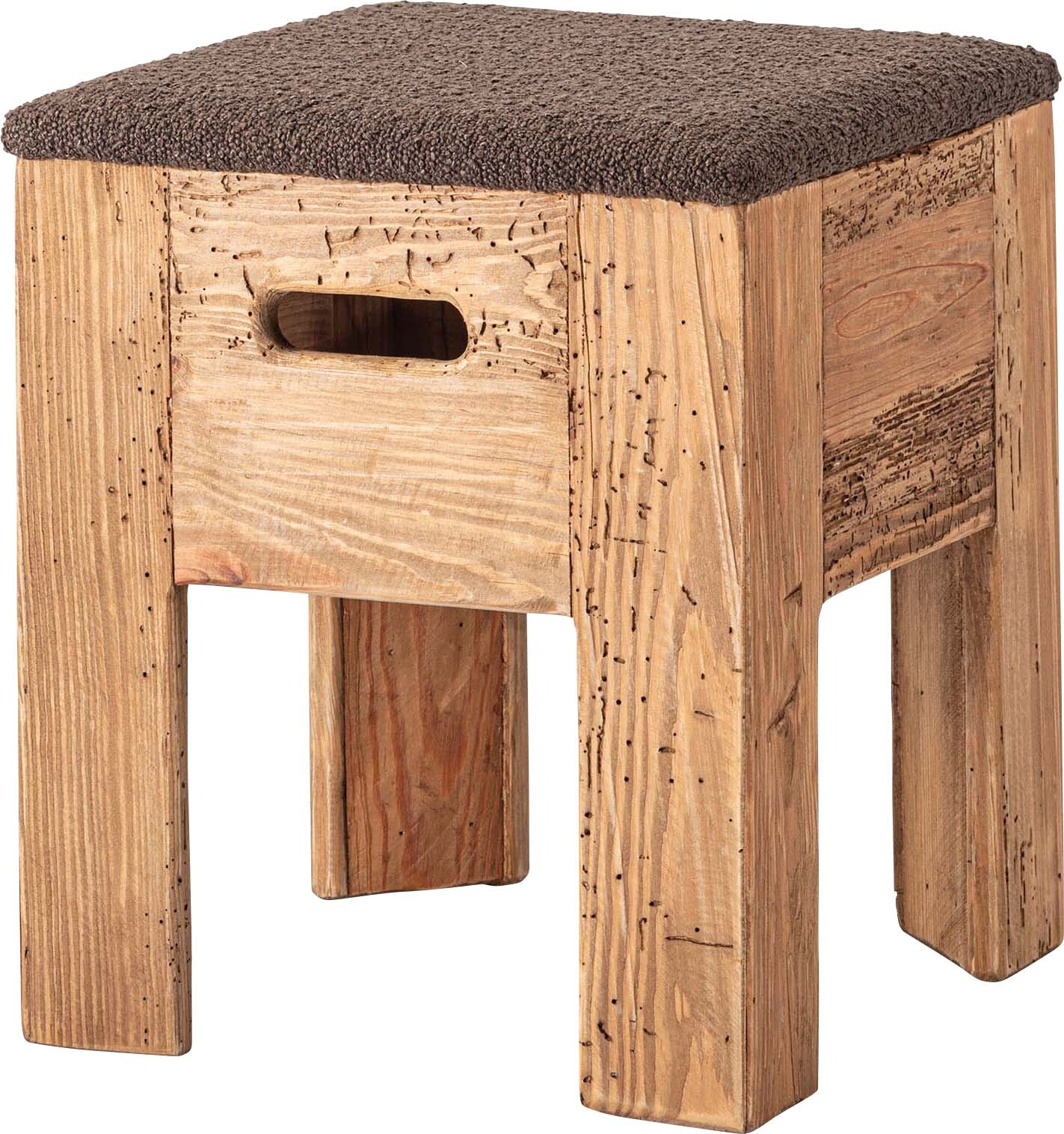 【2点セット】スツール チェア チェアー 木製スツール 木製 古材 アンティーク スタッキング オットマン - 画像 (8)