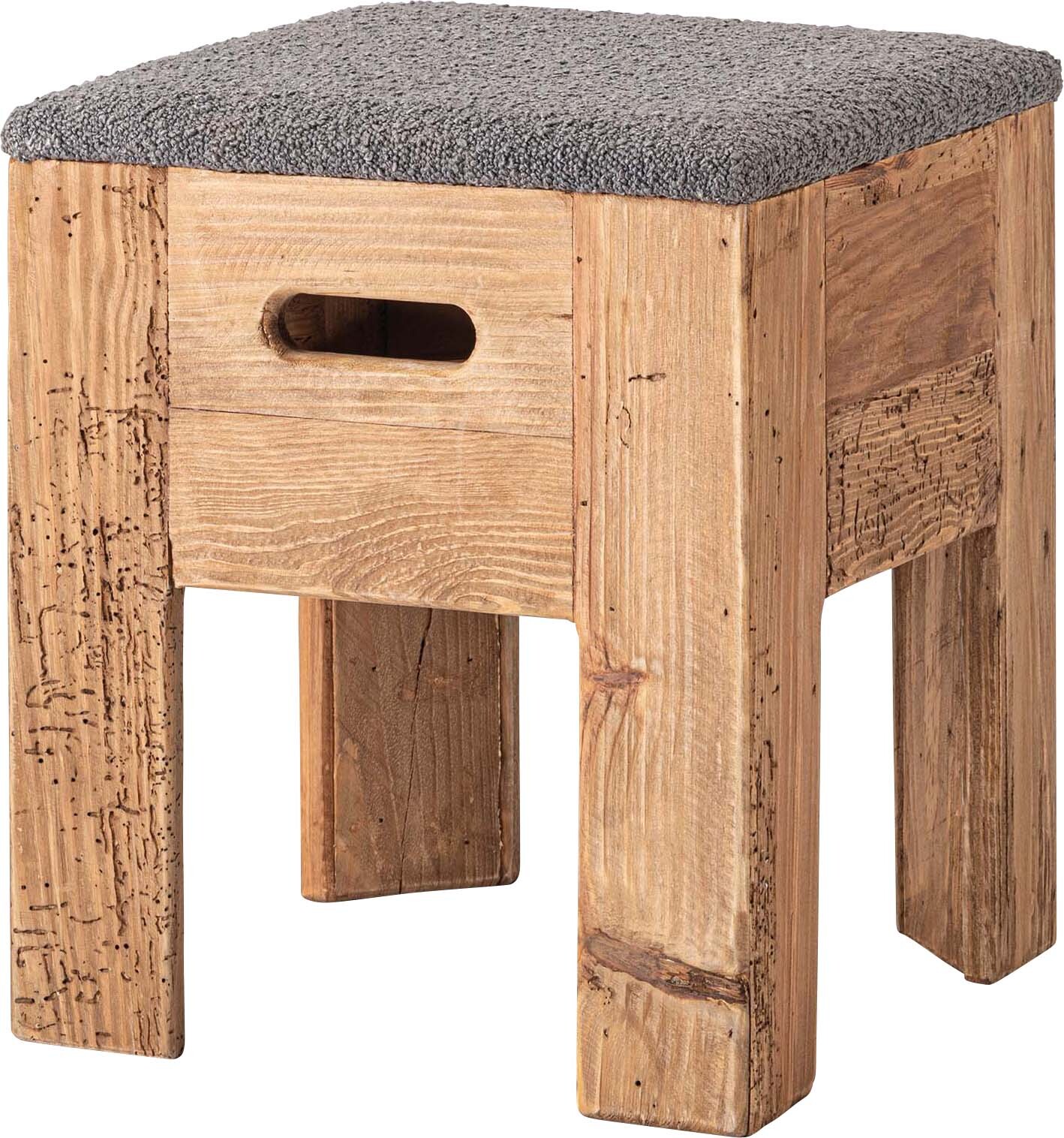 【2点セット】スツール チェア チェアー 木製スツール 木製 古材 アンティーク スタッキング オットマン - 画像 (2)