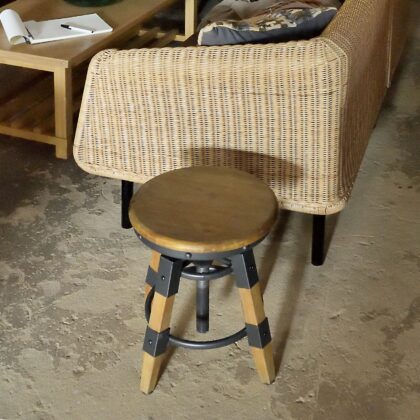 【2点セット】スツール チェア チェアー 木製スツール 木製 昇降式 高さ調節 ハンドル