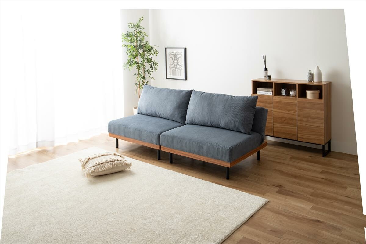 【2点セット】Ridley(リドリー)リクライニングコーデュロイソファ ソファ カウチソファ ソファベッド - 画像 (7)