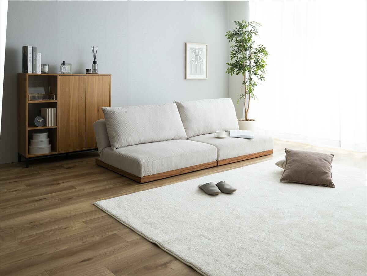 【2点セット】Ridley(リドリー)リクライニングコーデュロイソファ ソファ カウチソファ ソファベッド - 画像 (8)