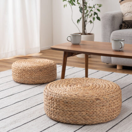 【2点セット】ロースツール ウォーターヒヤシンス 座布団 Lサイズ(幅50cm)