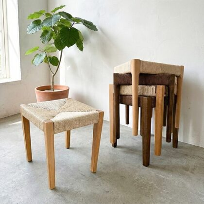スツール 北欧 ペーパーコード スタッキングスツール 撥水加工（カラー：ナチュラル）