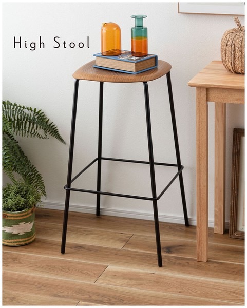 ハイスツール スツール チェア おしゃれ シンプル 北欧 天然木 フットレスト カウンターチェア - 画像 (3)