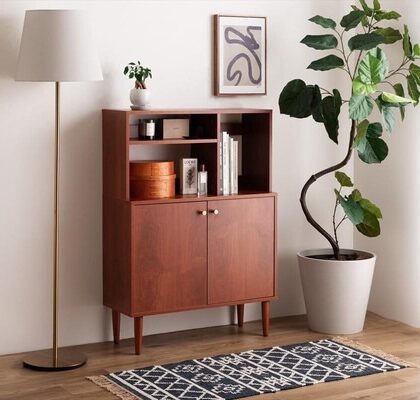 【幅80cm】オープン棚付きキャビネット