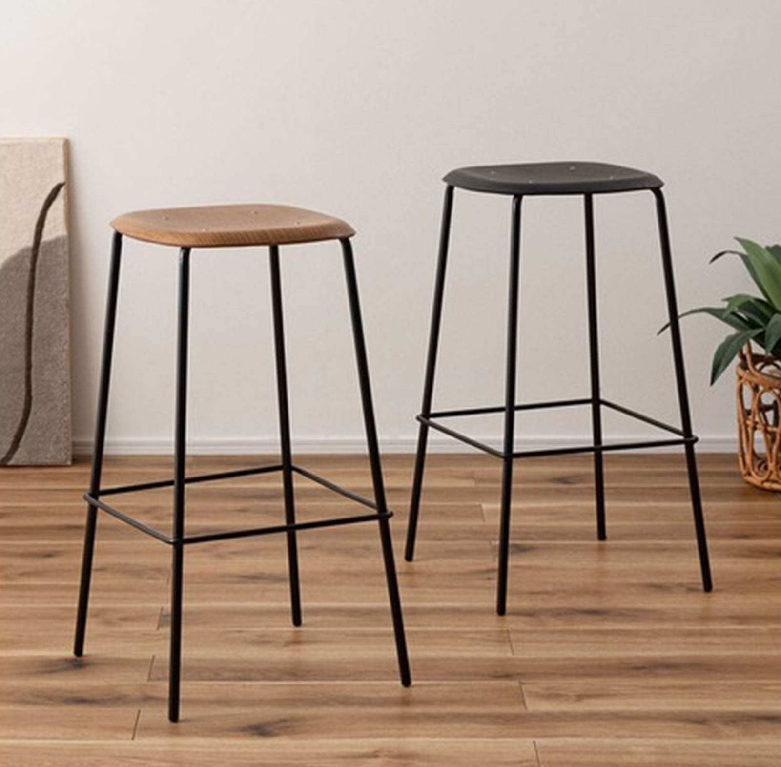 ハイスツール スツール チェア おしゃれ シンプル 北欧 天然木 フットレスト カウンターチェア
