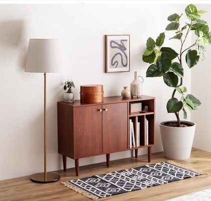 【幅100cm】本棚付きキャビネット