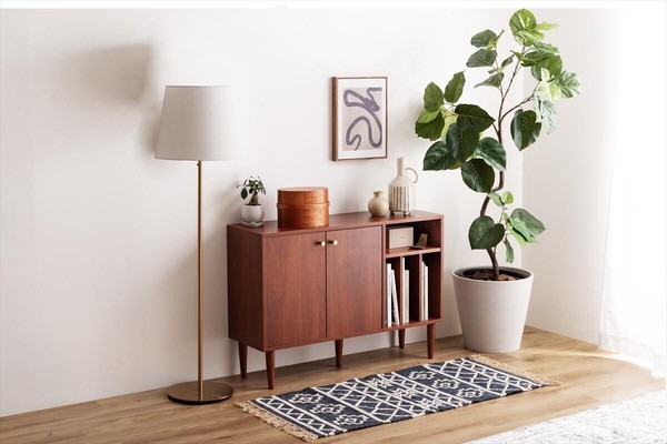 【幅100cm】本棚付きキャビネット