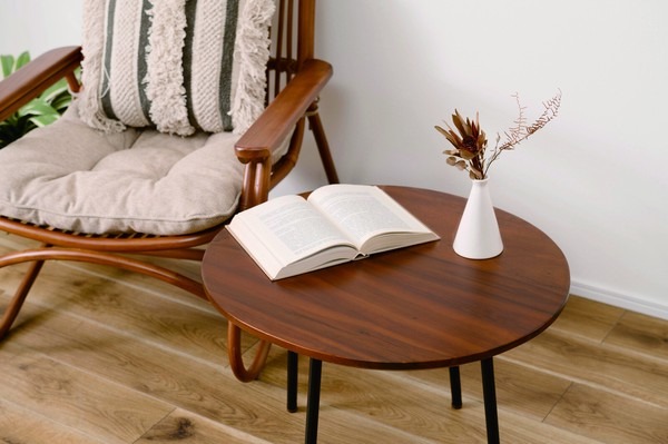 サイドテーブル テーブル コンパクト シンプル 北欧 丸型 ラウンド 天然木 スチール - 画像 (7)