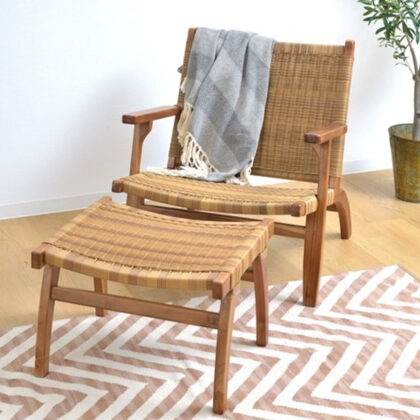 【セット商品】アームチェア オットマン セット リゾート 木製 フレーム チェア チェアー リビングチェア