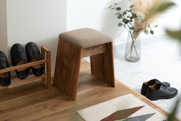 【2点セット】スツール サイドテーブル 天然木コンパクト アンティーク 古材 ビンテージ - 画像 (9)