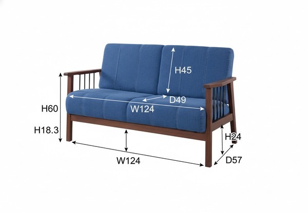 ソファー リビングソファー 幅138cm 2人掛け 肘掛け付き 2人掛けソファー デニムソファー - 画像 (10)