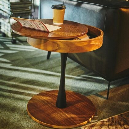 【2点セット】サイドテーブル トレーテーブル 収納付き 収納ボックス 木製 ソファーサイド ベッドサイドテーブル