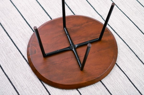 サイドテーブル テーブル コンパクト シンプル 北欧 丸型 ラウンド 天然木 スチール - 画像 (11)