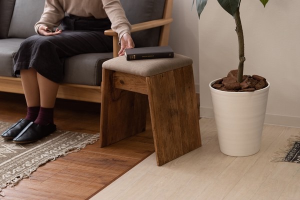 【2点セット】スツール サイドテーブル 天然木コンパクト アンティーク 古材 ビンテージ - 画像 (14)