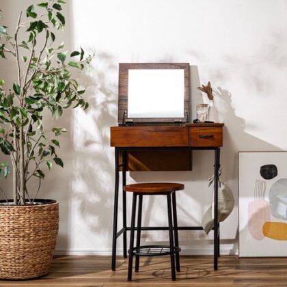 【セット商品】ドレッサー ドレッサー&スツールセット デスク テーブル チェアセット 鏡台 化粧台 ミラー