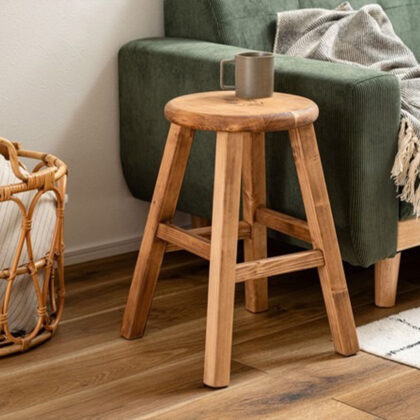 【2点セット】スツール 丸 ラウンドスツール チェアー 素材の風合いを生かしたオイル仕上げ