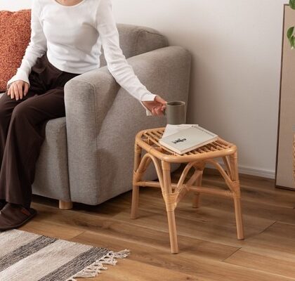 【2点セット】ラタン スツール