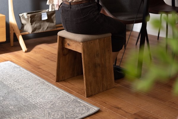 【2点セット】スツール サイドテーブル 天然木コンパクト アンティーク 古材 ビンテージ - 画像 (16)