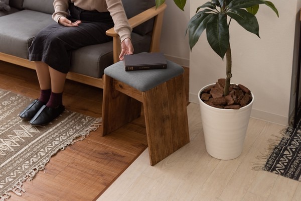 【2点セット】スツール サイドテーブル 天然木コンパクト アンティーク 古材 ビンテージ - 画像 (19)