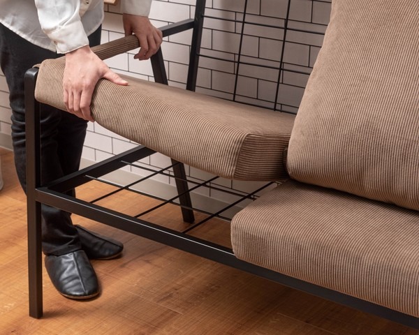 ソファ ソファー 3人掛け 2人掛け リビングソファ スチール コーデュロイ 肘掛け アーム デザインソファ - 画像 (17)