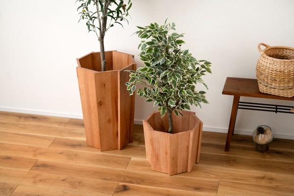 【2点セット】プランター ウッドプランター プランターカバー 木製 観葉植物 造花 植物 インテリア おしゃれ