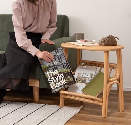 【2点セット】ラタン サイドテーブル マガジンラック