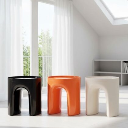 【2点セット】スツール チェア サイドテーブル テーブル プラスチック クッション 軽量 韓国インテリア