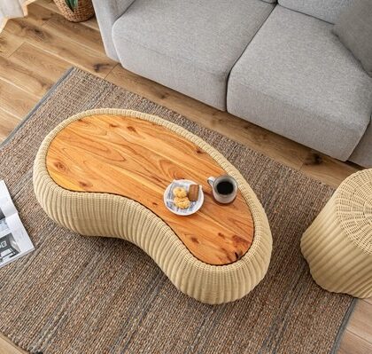 ラタン調 リビングテーブル ローテーブル スチール センターテーブル 北欧 ジャパンディ