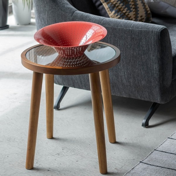 【2点セット】サイドテーブル ガラステーブル ソファーサイド ベッドサイドテーブル ラック 本棚 ラウンドガラステーブル - 画像 (2)