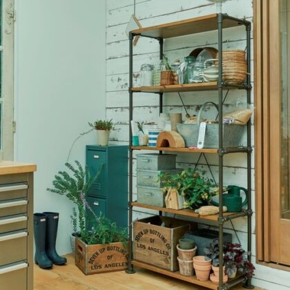 ラック シェルフ 4段 フォールディングシェルフ4段 収納棚 リビングシェルフ