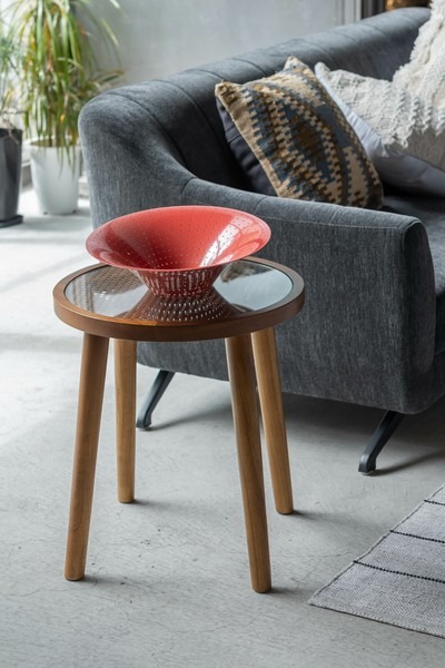 【2点セット】サイドテーブル ガラステーブル ソファーサイド ベッドサイドテーブル ラック 本棚 ラウンドガラステーブル - 画像 (3)