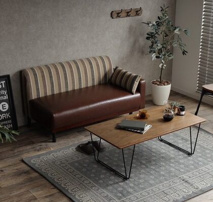 Trent ストライプベンチソファ 2人掛け