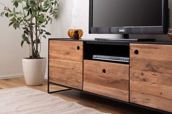 幅145cm テレビ台 ローボード リビングボード 天然木 パイン古材 アンティーク - 画像 (8)