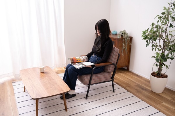 ソファ ソファー 1人掛け 2人掛け おしゃれ 木肘 アーム付き 肘付き コンパクト チェック柄 - 画像 (14)