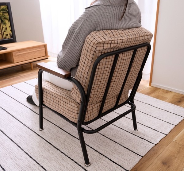 ソファ ソファー 1人掛け 2人掛け おしゃれ 木肘 アーム付き 肘付き コンパクト チェック柄 - 画像 (16)