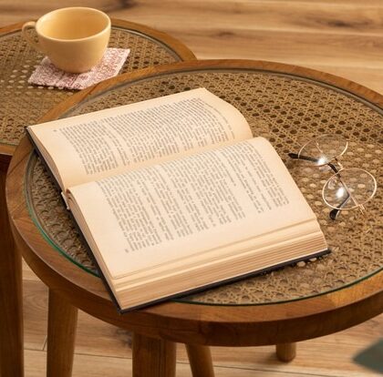 【2点セット】サイドテーブル ガラステーブル ソファーサイド ベッドサイドテーブル ラック 本棚 ラウンドガラステーブル