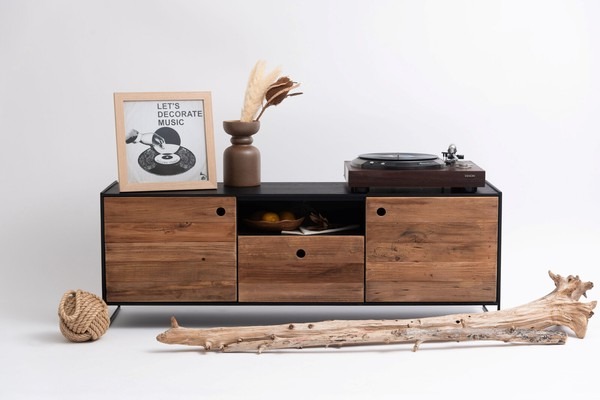 幅145cm テレビ台 ローボード リビングボード 天然木 パイン古材 アンティーク - 画像 (19)