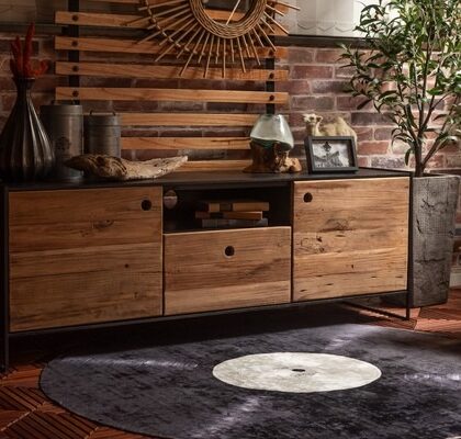 幅145cm テレビ台 ローボード リビングボード 天然木 パイン古材 アンティーク