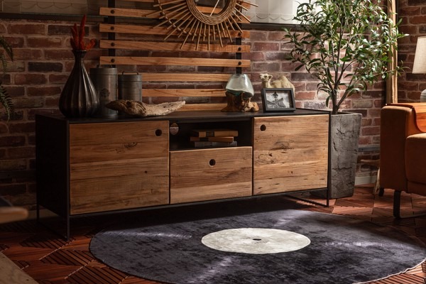 幅145cm テレビ台 ローボード リビングボード 天然木 パイン古材 アンティーク