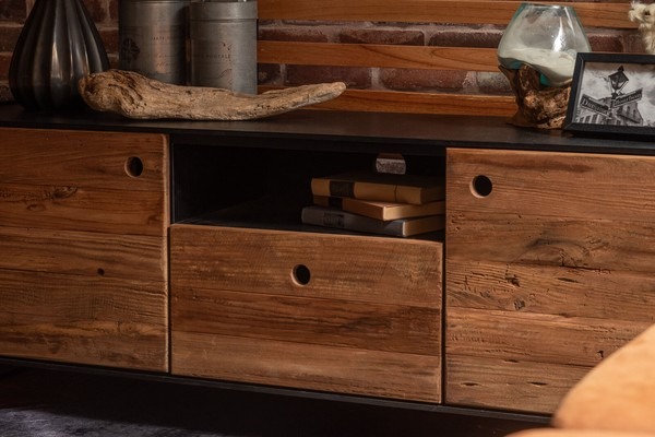 幅145cm テレビ台 ローボード リビングボード 天然木 パイン古材 アンティーク - 画像 (22)