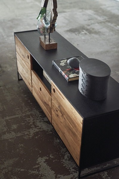 幅145cm テレビ台 ローボード リビングボード 天然木 パイン古材 アンティーク - 画像 (31)